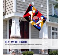 Drapeau de fille 4x6 FT Retro Party avec des femmes élégantes Lady Gentleman Drapeaux extérieurs Grand Welcome Yard Bannières Maison Jardin Cour Pelouse Décor Rouge Noir