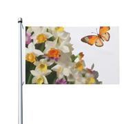 Drapeau de fleurs de narcisse, 9,5 x 1,5 m, pour jardin, cour, extérieur | Drapeau double face avec œillets pour jardin, cour, terrasse, fête, maison