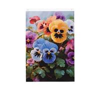 Drapeau de fleurs de pensée double face sans décoloration avec bannière extérieure en laiton pour cour, porche, pelouse