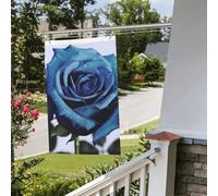 Drapeau de fleurs de roses bleues de 61 cm x 0,9 m pour extérieur et intérieur - Drapeaux de jardin avec œillets verticaux double face pour décorations de cour