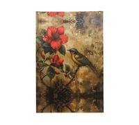 Drapeau de fleurs et d'oiseaux aux couleurs vives 61 x 91 cm pour l'extérieur Drapeaux bannières avec œillets Polyester de qualité supérieure