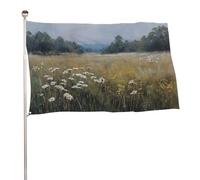 Drapeau de fleurs sauvages, marguerites blanches, graminées jaunes, 91 x 152 cm, bannière décorative pour cour, porche, pelouse, ferme
