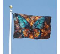 Drapeau de fond en forme de papillon coloré - 88,9 x 150 cm - Pour l'extérieur - Couleurs vives et résistantes à la décoloration - Double couture - Bannière de décoration de jardin et maison avec