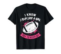 Drapeau de Football Play Like a Girl - Motif Grunge - Rose T-Shirt