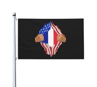 Drapeau de France déchirable à la main, drapeau extérieur en polyester robuste double face de 90 x 150 cm, pour décoration de jardin, de maison, de festival, de bienvenue