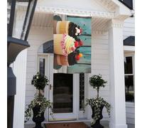 Drapeau de gâteau de boulangerie de 0,9 x 1,5 m double face qui ne se décolore pas, drapeau de jardin vertical saisonnier avec œillets en laiton, bannière extérieure, toile de fond personnalisée pour