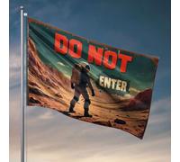 Drapeau de grotte « Man Cave Do Not Enter » : drapeau d'avertissement astronaute du désert Décoration de chambre de fille Drapeaux amusants (30 x 45 cm)