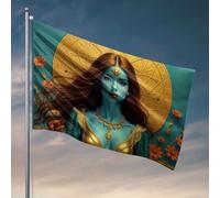 Drapeau de grotte pour homme avec une peau bleue ornée de bijoux complexes pour décoration de chambre de filles (120 x 180 cm)