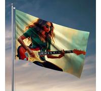 Drapeau de grotte pour homme jouant d'une guitare électrique - Drapeaux cool pour dortoir - Décorations de camping pour voyage (152 x 244 cm)