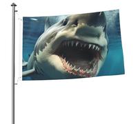 Drapeau de gueule de requin pour l'extérieur 6,1 x 91,4 cm, drapeau de jardin saisonnier double face avec œillets, drapeau d'extérieur pour décoration de maison, toile de fond pour photo
