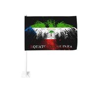 Drapeau de Guinée équatoriale, aigle américain, pince à fenêtre pour voiture, protection solaire, décoration, bannière double face 30 x 45 cm pour camion