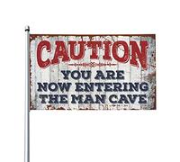Drapeau de gym « Caution! You Are Now Entering The Man Cave » Drapeau de jardin drôle Petits drapeaux (152 x 244 cm)