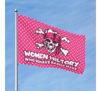 Drapeau de gym pour femme, histoire, pirate, tête de mort, os croisés, drapeau rose, drapeau de jardin, petits drapeaux amusants (120 x 180 cm)