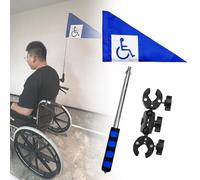 Drapeau de handicap pour fauteuils roulants, scooters, déambulateurs, déambulateurs, accessoires de sécurité, 2,5 m de long, pliable (bleu)