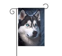 Drapeau de jardin 12 x 18 po - Qualité supérieure, élé et durable pour toutes les saisons. Imprimés de chiens husky.