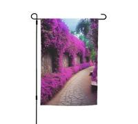 Drapeau de jardin 12 x 18 pouces, chemin fleuri violet, vertical, double face, petits drapeaux pour extérieur, drapeau saisonnier
