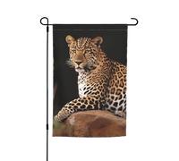 Drapeau de jardin 12 x 18 pouces, motif léopard africain sur rocher, vertical, double face, petit drapeau pour extérieur, saisonnier