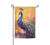 Drapeau de jardin 12 x 18 pouces Paon coloré vertical double face Petits drapeaux pour extérieur Drapeau saisonnier