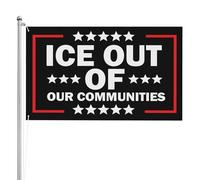 Drapeau de jardin 120 x 180 cm « ICE Out of Our Communitys » (120 x 180 cm) contre l'immigration clandestine, double face, 3 couches, décoration extérieure