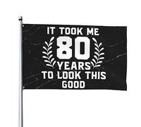 Drapeau de jardin 120 x 180 cm « Il m'a fallu 80 ans pour être aussi beau » - Drapeau américain humoristique - Bannières extérieures - Drapeaux de jardin - Tapisserie avec 2 œillets
