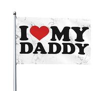 Drapeau de jardin 120 x 180 cm « J'aime mon papa » - Drapeau en forme de cœur - Drapeau américain - Bannières extérieures humoristiques pour la maison - Drapeaux de jardin - Tapisserie avec 2 œillets