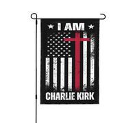Drapeau de jardin 12x18 Je suis Charlie Kirk Héros Charlie Kirk Panneau de jardin Drapeau de maison Sans support de drapeau Double face