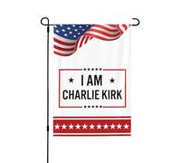 Drapeau de jardin 12x18 "Je suis Charlie Kirk" Repose en paix Panneau de jardin Drapeau de maison Pas de support de drapeau Double face