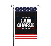 Drapeau de jardin 12x18 "Je suis Charlie Kirk" Repose en paix Panneau de jardin Drapeau de maison Pas de support de drapeau Double face