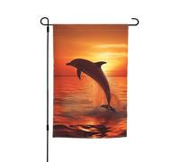 Drapeau de jardin 12x18 pouces Coucher de soleil magnifique dauphin vertical double face petits drapeaux pour drapeau saisonnier extérieur