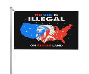 Drapeau de jardin 152 x 244 cm « Aucun être humain n'est illégal sur une terre volée » - Anti-ICE - Manifestation contre l'immigration - Panneaux décoratifs double face 3 couches