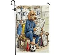 Drapeau de jardin 2026 motif chien cockapoo de football 30,5 x 45,7 cm double face pour décoration extérieure, prêt à être assorti à un chiot, un entraîneur, une maison, un petit drapeau de pelouse