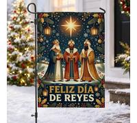 Drapeau de jardin 30,5 x 45,7 cm avec citation des Rois Men Epiphany | Thème épiphanie, drapeau de cour, étoile de Bethléem, décoration extérieure saisonnière, accents religieux pour la maison