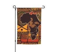 Drapeau de jardin 30,5 x 45,7 cm double face, carte africaine, motif ethnique, bannière extérieure saisonnière pour printemps, été, pelouse, porche, décoration d'intérieur, petit drapeau de jardin