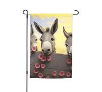 Drapeau de jardin 30,5 x 45,7 cm double face, drapeau de cour de vacances de ferme, âne et fleur, bannière saisonnière d'extérieur pour printemps, été, pelouse, porche, décoration d'intérieur, petit