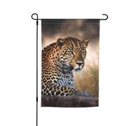 Drapeau de jardin 30,5 x 45,7 cm double face, drapeau de cour de vacances de ferme, animal africain, léopard, bannière saisonnière d'extérieur pour printemps, été, pelouse, porche, décoration