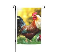 Drapeau de jardin 30,5 x 45,7 cm double face, drapeau de ferme, beau coq poule, bannière extérieure saisonnière pour printemps, été, pelouse, porche, décoration d'intérieur, petit drapeau de jardin