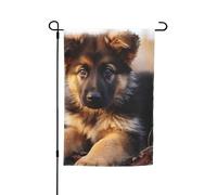 Drapeau de jardin 30,5 x 45,7 cm double face, drapeau de ferme, berger allemand, chiot, bannière saisonnière d'extérieur pour printemps, été, pelouse, porche, décoration d'intérieur, petit drapeau de