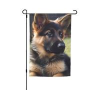 Drapeau de jardin 30,5 x 45,7 cm double face, drapeau de ferme, berger allemand, chiot, bannière saisonnière d'extérieur pour printemps, été, pelouse, porche, décoration d'intérieur, petit drapeau de