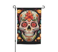 Drapeau de jardin 30,5 x 45,7 cm double face, drapeau de ferme coloré en sucre crâne saisonnier bannière d'extérieur pour printemps, été, pelouse, porche, décoration d'intérieur, petit drapeau de