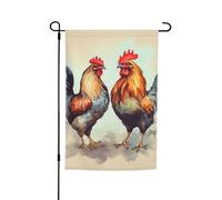 Drapeau de jardin 30,5 x 45,7 cm double face, drapeau de ferme, coq et poule, bannière extérieure saisonnière pour printemps, été, pelouse, porche, décoration d'intérieur, petit drapeau de jardin