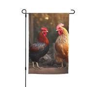 Drapeau de jardin 30,5 x 45,7 cm double face, drapeau de ferme, coq et poulet, bannière extérieure saisonnière pour printemps, été, pelouse, porche, décoration d'intérieur, petit drapeau de jardin