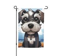 Drapeau de jardin 30,5 x 45,7 cm double face, drapeau de ferme de vacances de cour, adorable schnauzer saisonnier bannière d'extérieur pour printemps, été, pelouse, porche, décoration d'intérieur