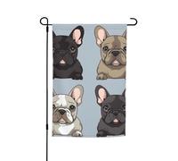 Drapeau de jardin 30,5 x 45,7 cm double face, drapeau de ferme de vacances de cour, bouledogue français, bannière saisonnière d'extérieur pour printemps, été, pelouse, porche, décoration d'intérieur