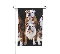 Drapeau de jardin 30,5 x 45,7 cm double face, drapeau de ferme de vacances de cour, bouledogues anglais, bannière saisonnière d'extérieur pour printemps, été, pelouse, porche, décoration d'intérieur