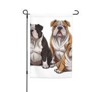Drapeau de jardin 30,5 x 45,7 cm double face, drapeau de ferme de vacances de cour, bouledogues anglais, bannière saisonnière d'extérieur pour printemps, été, pelouse, porche, décoration d'intérieur