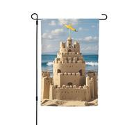 Drapeau de jardin 30,5 x 45,7 cm double face, drapeau de ferme de vacances de cour, construction d'un château de sable, bannière extérieure saisonnière pour printemps, été, pelouse, porche, décoration