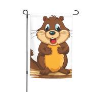 Drapeau de jardin 30,5 x 45,7 cm double face, drapeau de ferme de vacances de cour de dessin animé castor saisonnier bannière extérieure pour printemps, été, pelouse, porche, décoration d'intérieur