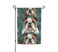 Drapeau de jardin 30,5 x 45,7 cm double face, drapeau de ferme de vacances de cour, drapeau amusant de bouledogue anglais saisonnier pour printemps, été, pelouse, porche, décoration d'intérieur, petit