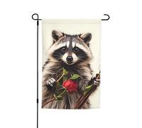 Drapeau de jardin 30,5 x 45,7 cm double face, drapeau de ferme de vacances de cour, drapeau amusant de raton laveur saisonnier pour printemps, été, pelouse, porche, décoration d'intérieur, petit