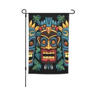 Drapeau de jardin 30,5 x 45,7 cm double face, drapeau de ferme de vacances de cour, drapeau coloré avec motif de masque Tiki saisonnier pour printemps, été, pelouse, porche, décoration d'intérieur